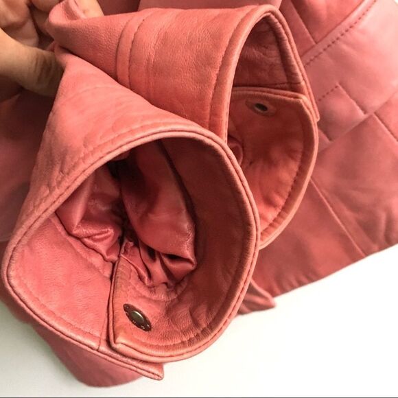 DANIER Leather Moto Biker Jacket Pink XS - Picture 6 of 16